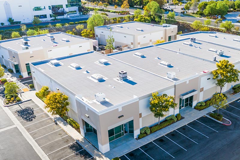 Aerial view of a commercial real estate property 