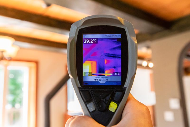 Thermal imagining camera being used while preforming home inspection services 